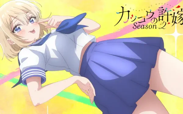 HD anime desktop wallpaper featuring Sachi Umino from A Couple of Cuckoos Season 2 in a vibrant, colorful background.