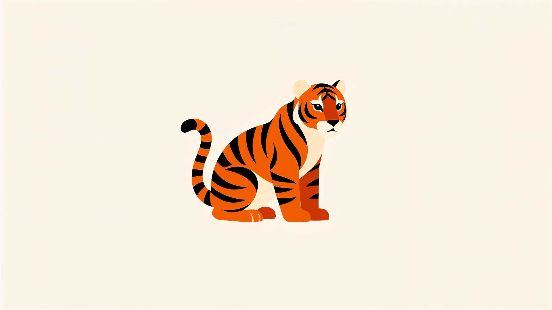 Stylized tiger cub illustration centered on a pale background, 4K Ultra HD PC desktop wallpaper and background.