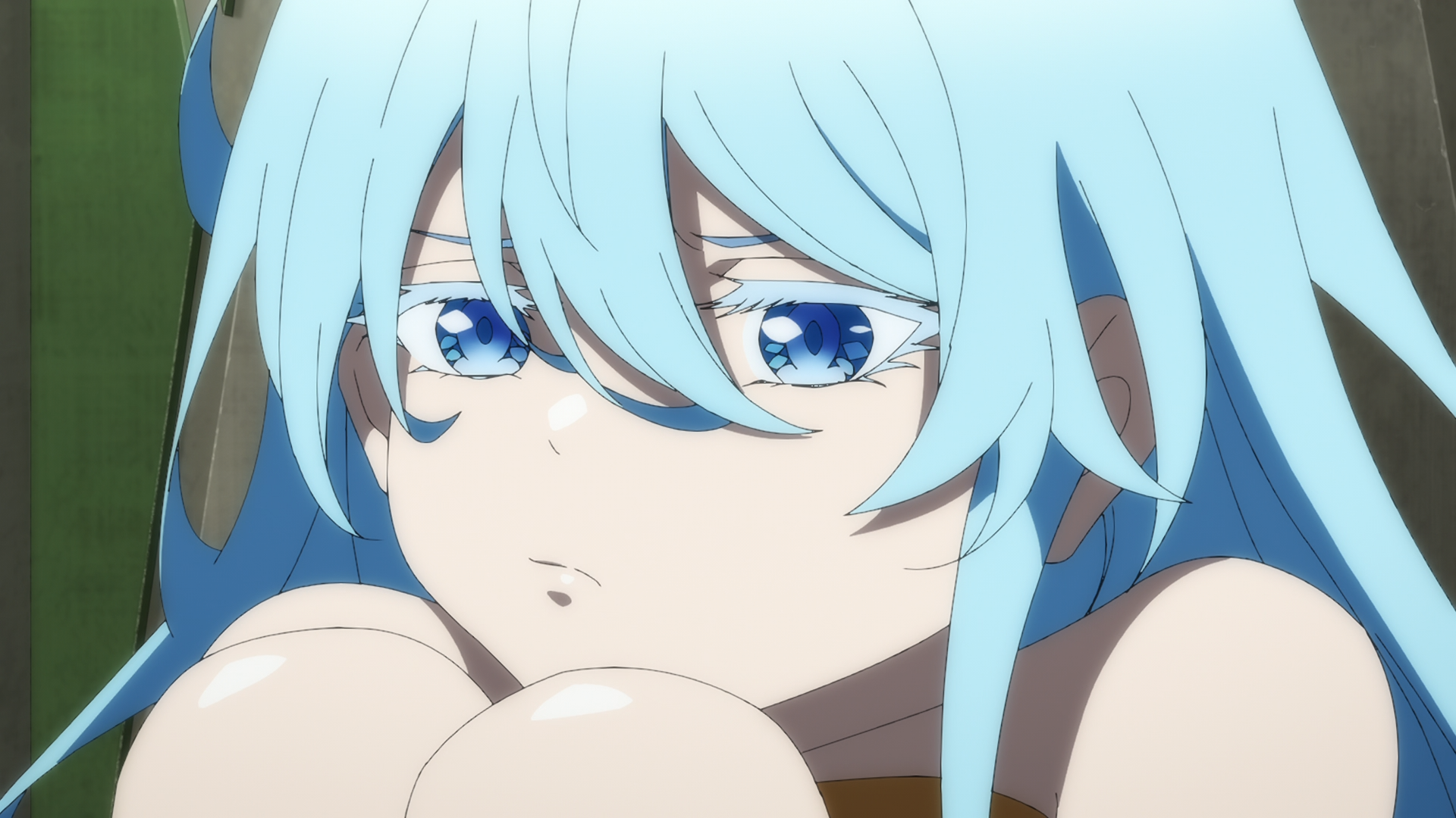 Elfaria Alvis Serholt from Wistoria: Wand and Sword — close-up of a blue-haired anime elf with teary eyes, HD PC desktop wallpaper.