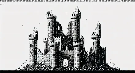 4K Ultra HD PC desktop wallpaper background showing a ruined castle with crumbling towers and scattered rubble in stark monochrome.