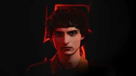 Stranger Things 5K Ultra HD PC Desktop Wallpaper and Background: moody portrait of a teenage character lit by red rim light against a black background.