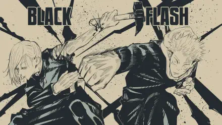 4K Ultra HD PC desktop wallpaper/background: manga-style Jujutsu Kaisen action, Nobara Kugisaki and Yuji Itadori mid-punch in a dynamic monochrome composition