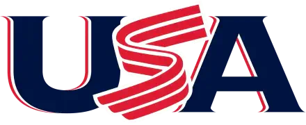 HD desktop wallpaper of USA Baseball sports logo representing the United States: navy USA letters with a stylized red-and-white striped S resembling flag stripes across the letters.