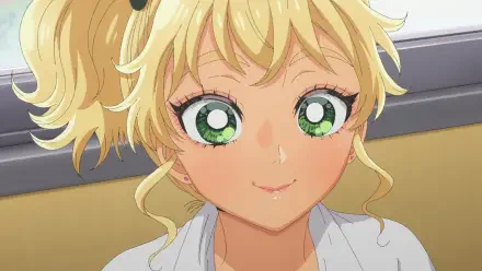 HD PC desktop wallpaper of Kotoko Ijichi from the anime Gals Can't Be Kind to Otaku!? — close-up smiling blonde with bright green eyes and twin pigtails.