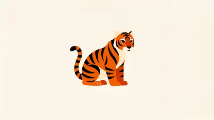 Stylized tiger cub illustration centered on a pale background, 4K Ultra HD PC desktop wallpaper and background.