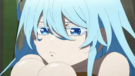 Elfaria Alvis Serholt from Wistoria: Wand and Sword — close-up of a blue-haired anime elf with teary eyes, HD PC desktop wallpaper.