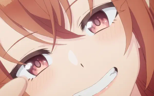 Close-up anime HD desktop wallpaper of Iroha Kohinata from My Friend's Little Sister Has It In for Me!, grinning mischievously.