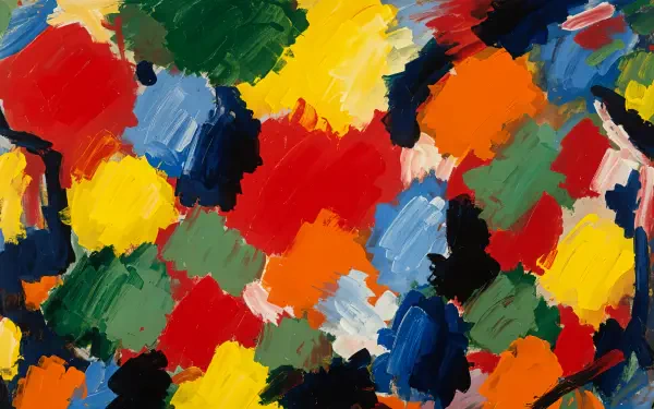 Color Splash abstract paint blotches in vivid reds, blues, yellows and greens — 4K Ultra HD PC desktop wallpaper and background.