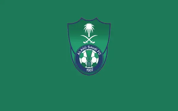 HD PC desktop wallpaper featuring the Al-Ahli Saudi FC sports logo (Saudi Pro League) centered on a solid green background.