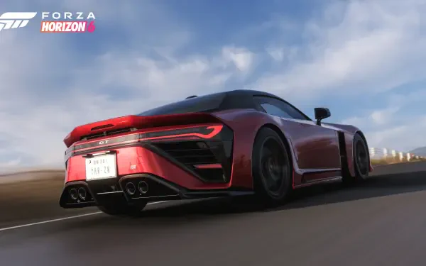 Forza Horizon 6 video game 4K Ultra HD PC desktop wallpaper/background: red sports car racing along a coastal road, Forza logo in the corner.