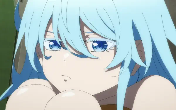 Elfaria Alvis Serholt from Wistoria: Wand and Sword — close-up of a blue-haired anime elf with teary eyes, HD PC desktop wallpaper.