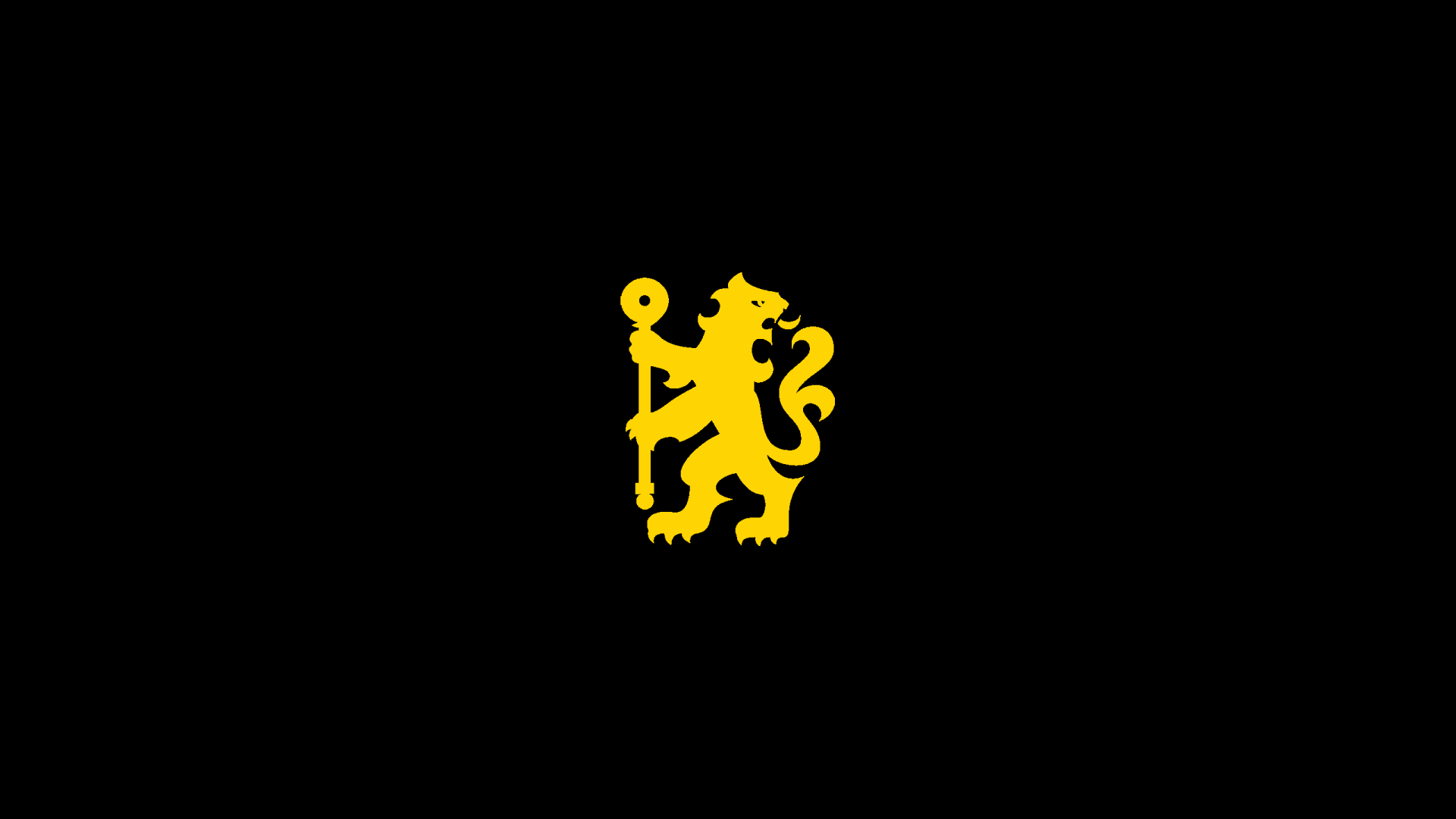 Chelsea F.C. gold lion logo centered on a black 2K Quad HD PC desktop wallpaper/background