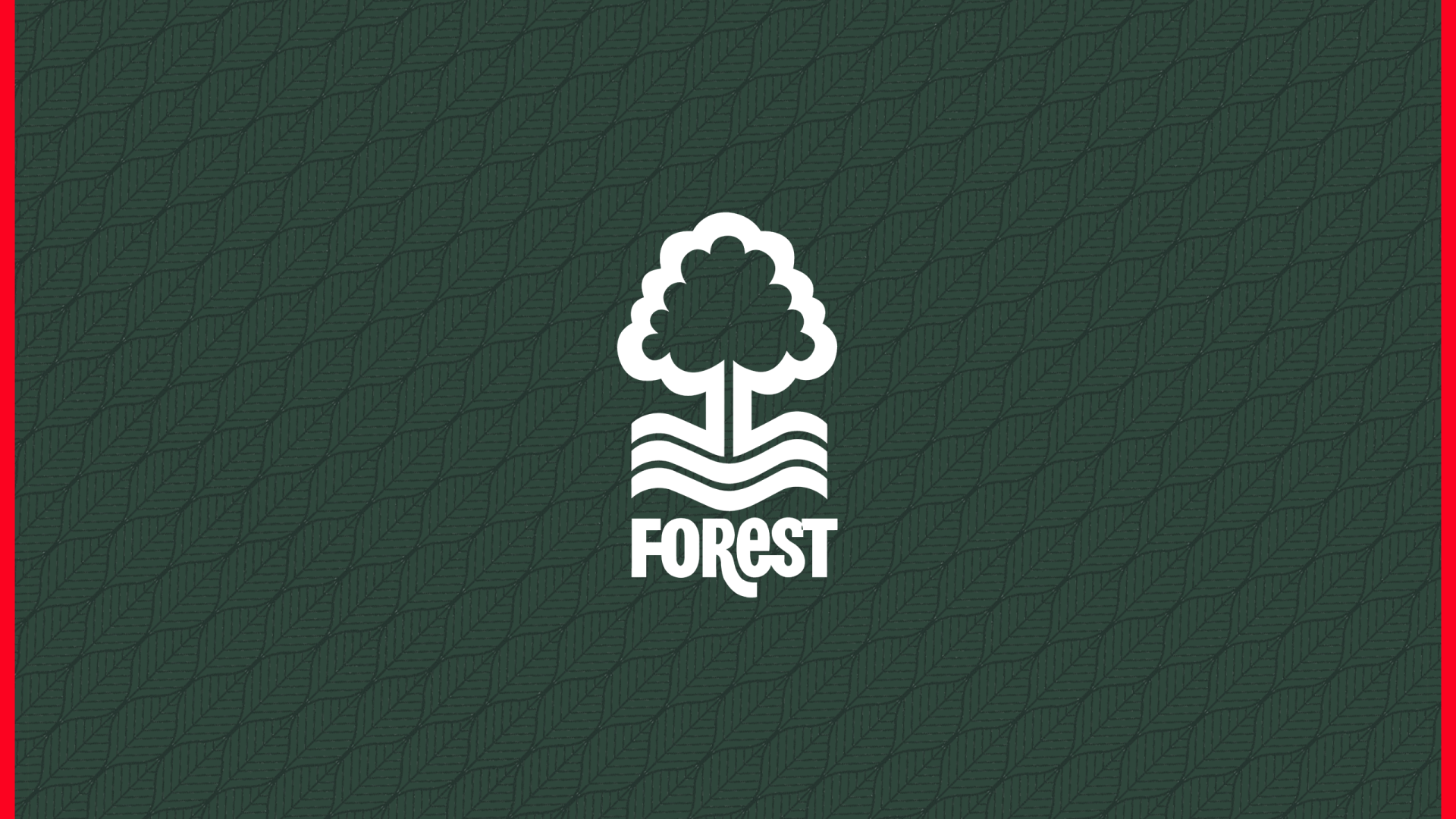 Nottingham Forest F.C. white club logo centered on a dark green textured field, 2K Quad HD PC desktop wallpaper/background.