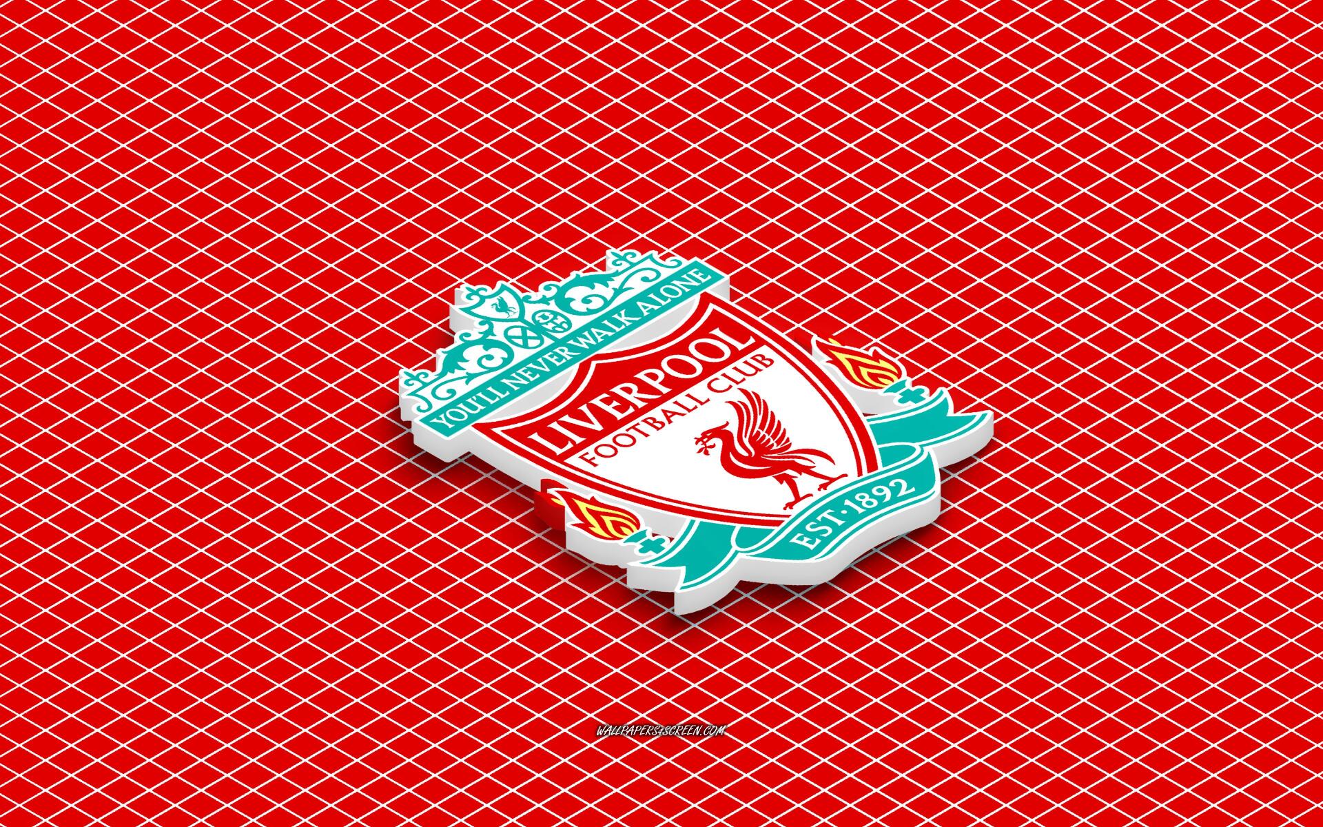 Liverpool F.C. logo (crest) centered on a red diamond-patterned background — 4K Ultra HD PC desktop wallpaper and background.