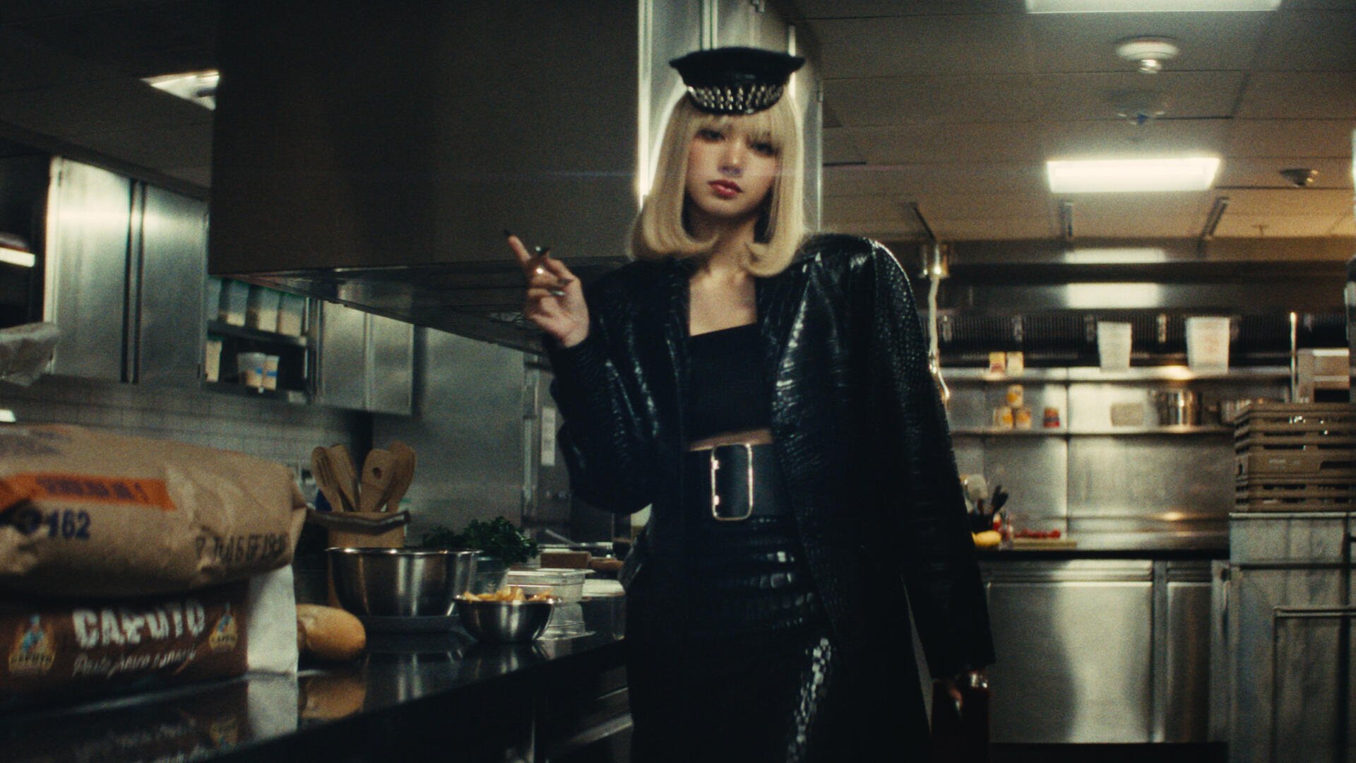 LISA Tarantino blonde woman in black at a diner, PRESS PLAY 4K Ultra HD PC desktop wallpaper and background.