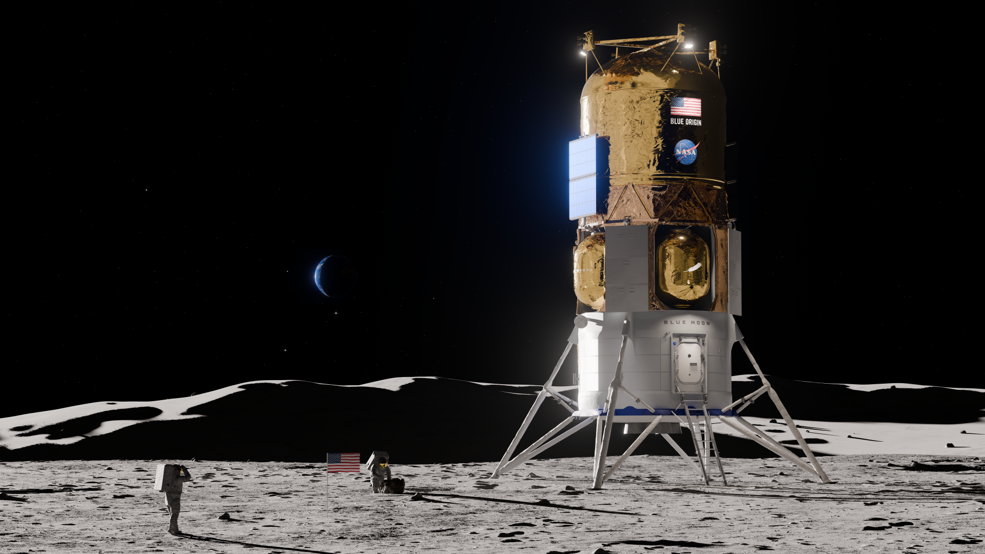 Blue Moon Lander on the Lunar Horizon — 8K Ultra HD Wallpaper ...
