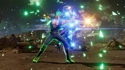 4K Ultra HD PC desktop wallpaper: Kenshiro (Fist of the North Star) unleashing glowing energy in a Fatal Fury: City of the Wolves video game battle scene, shards and light exploding around him.