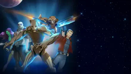 Marvel's Guardians of the Galaxy 4K Ultra HD PC desktop wallpaper and background featuring Star-Lord, Groot, Gamora, Rocket and Drax posed against a starry space backdrop.