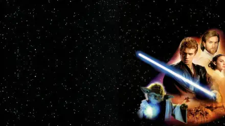 Star Wars Episode II: Attack Of The Clones 2K Quad HD PC desktop wallpaper: starfield with Yoda, Anakin and Obi‑Wan at right, a blue lightsaber cutting across the image.