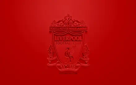 Liverpool F.C. logo embossed in deep red at center of a solid red 2K Quad HD PC desktop wallpaper.