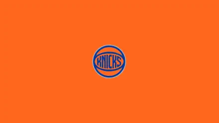 Centered blue New York Knicks logo on a bright orange field — NBA 2K Quad HD PC desktop wallpaper and background.
