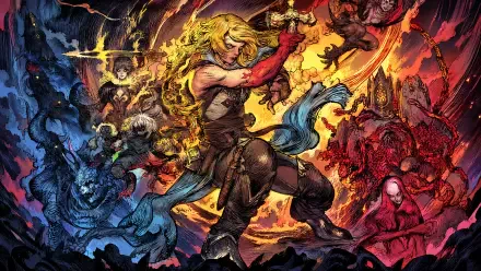 4K Ultra HD PC desktop wallpaper and background of Castlevania: Belmont's Curse — a sword‑wielding Belmont warrior battling swirling demonic forces in vivid video game art.