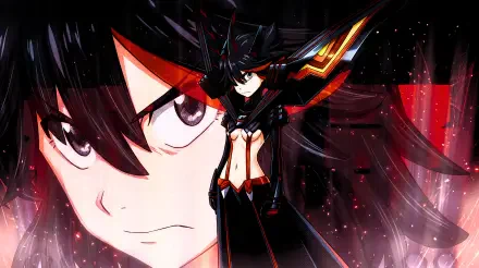 5K Ultra HD Kill la Kill desktop wallpaper featuring Ryūko Matoi in Senketsu, with a dramatic close-up and full-body anime portrait.