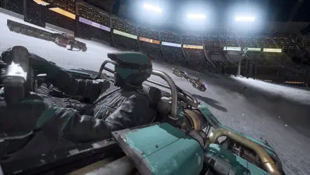 Star Wars: Galactic Racer bobsled racing through a futuristic arena, HD PC desktop wallpaper and background.