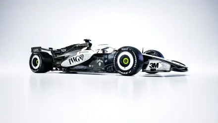 Cadillac MAC-26 F1 race car in a sleek side view, featured as an 8K Ultra HD desktop wallpaper and background.