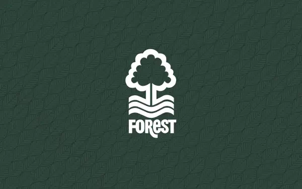 Nottingham Forest F.C. white club logo centered on a dark green textured field, 2K Quad HD PC desktop wallpaper/background.