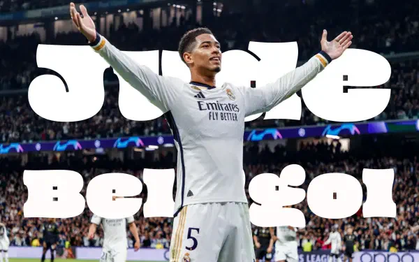 HD PC desktop wallpaper: Real Madrid C.F. player in white kit celebrating with arms outstretched before a roaring stadium crowd.