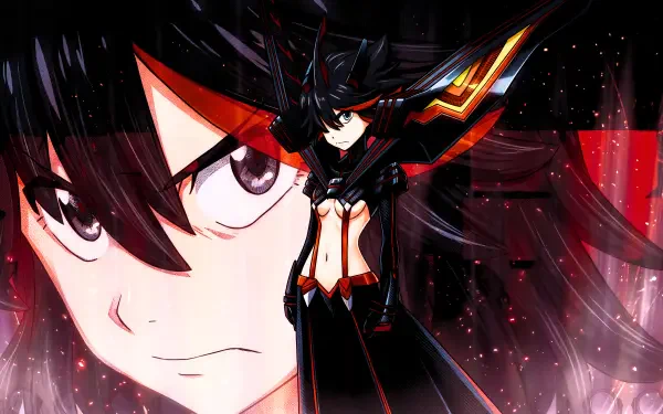5K Ultra HD Kill la Kill desktop wallpaper featuring Ryūko Matoi in Senketsu, with a dramatic close-up and full-body anime portrait.