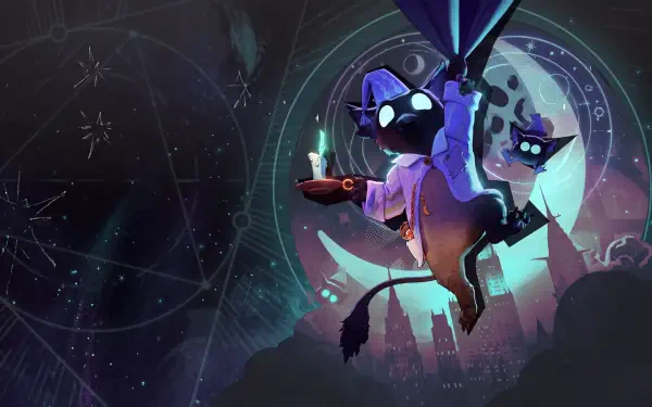 Deadlock (2024) Rem moon wallpaper, featuring a masked character against a glowing lunar backdrop in 5K Ultra HD PC desktop resolution.