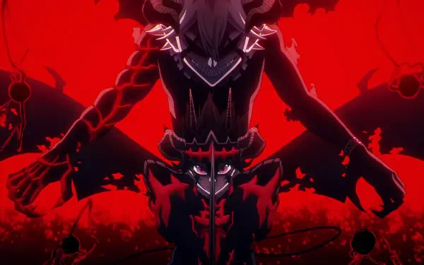 Asta and Liebe from Black Clover in a striking red-and-black anime scene, HD PC desktop wallpaper and background.
