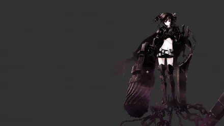 HD anime desktop wallpaper featuring Insane Black Rock Shooter in dark, intense style with futuristic weaponry and a moody black background.