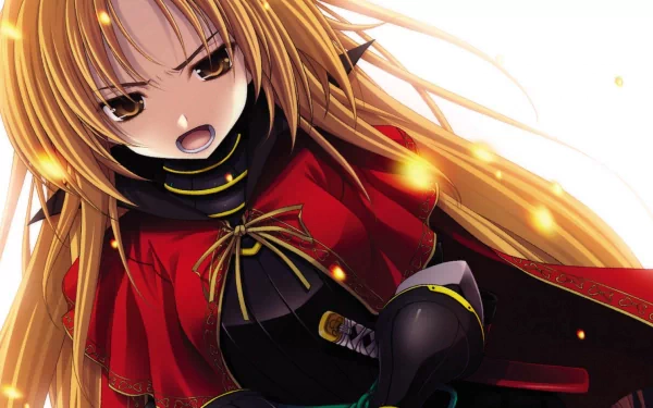 Anime-inspired HD desktop wallpaper featuring a fierce character from Oda Nobuna No Yabou, showcasing dynamic colors and dramatic expression.