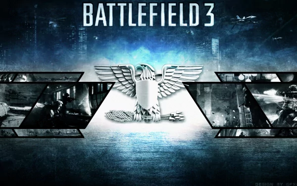 HD PC desktop wallpaper featuring Battlefield 3 with a bold eagle emblem and the phrase Death or Glory in a striking video game design.