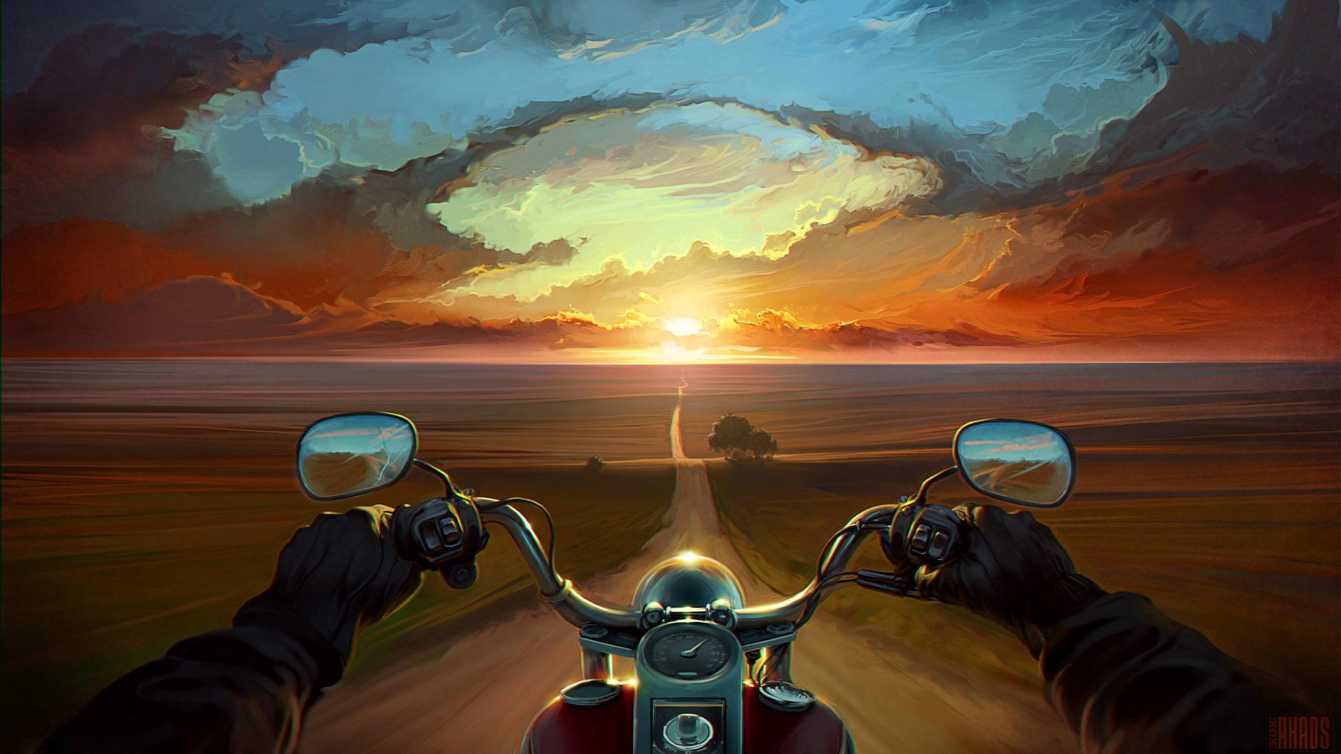 Fond d'écran du paysage de moto