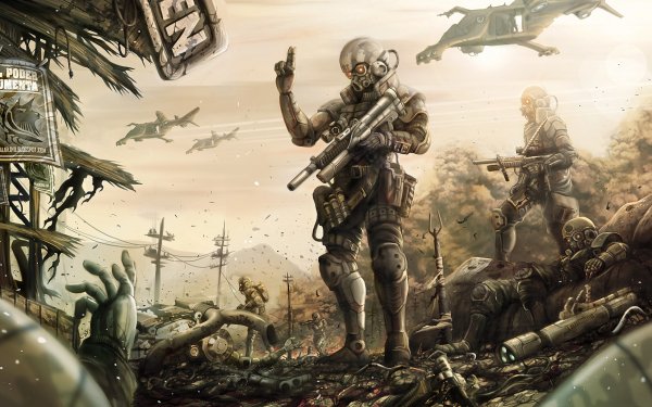 Sci Fi Battle Apocalyptic Invasion Soldier Warrior War Weapon Machine Gun HD Wallpaper | Background Image