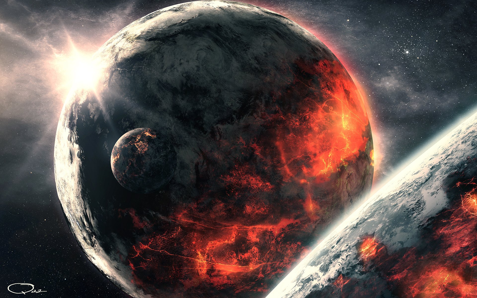 Vivid Planetscape: A Stunning HD Wallpaper For Sci-Fi Enthusiasts By QAuZ