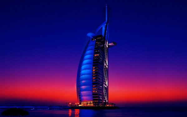 Man Made Burj Al Arab Dubai Horizon Red Blue Architecture HD Wallpaper | Background Image