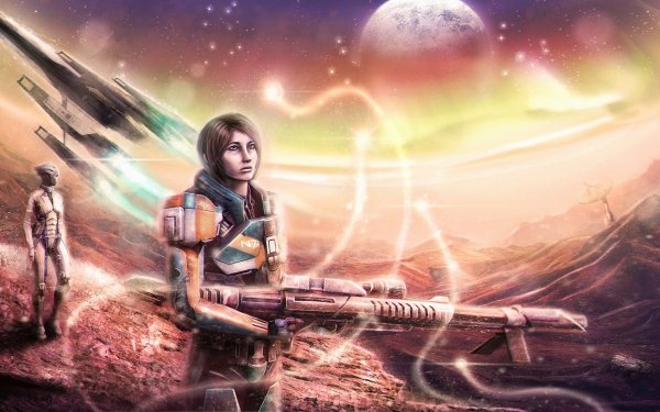 Video Game Mass Effect Liara T'Soni Commander Shepard HD Wallpaper | Background Image