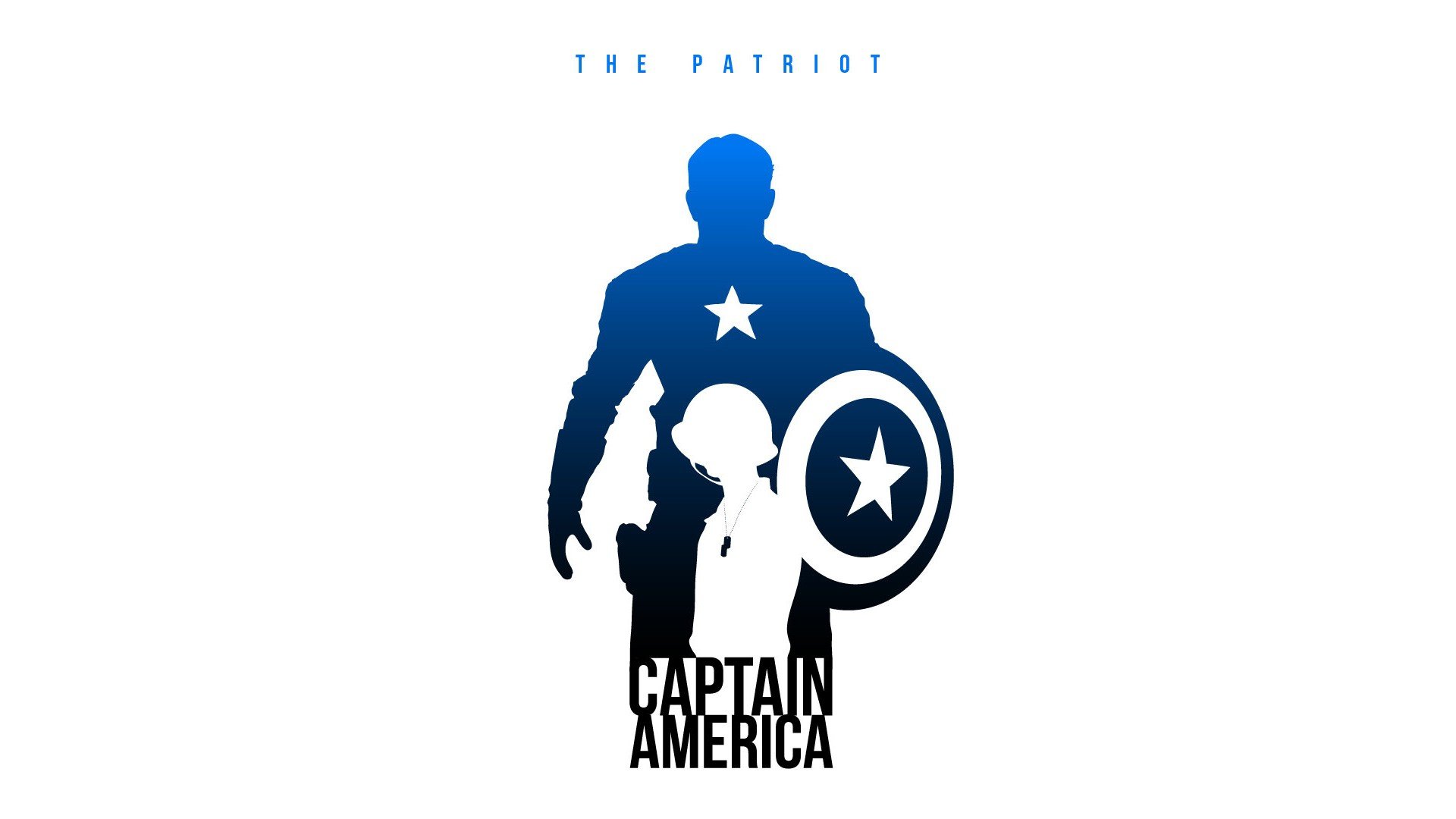 A minimalist comic-style wallpaper featuring Captain America, showcasing a silhouette of the hero with his iconic shield, embodying themes of patriotism and bravery.