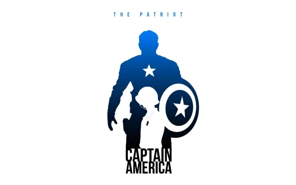 A minimalist comic-style wallpaper featuring Captain America, showcasing a silhouette of the hero with his iconic shield, embodying themes of patriotism and bravery.