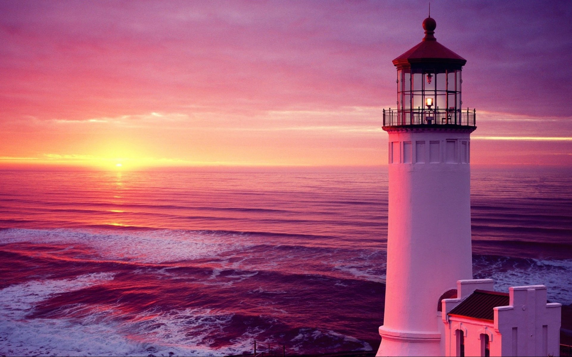 Sunset Lighthouse - HD Wallpaper
