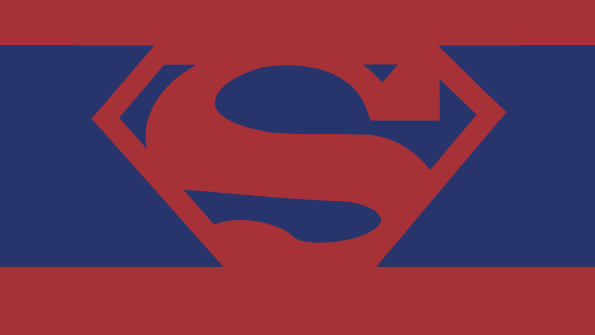 HD PC desktop wallpaper/background with comic Superman logo: bold red S-shield centered on a blue stripe across a red field.