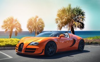 Orange Bugatti Veyron HD Wallpaper