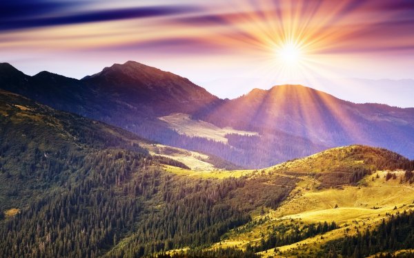 Tierra/Naturaleza Amanecer Paisaje Montaña Pintoresco Bosque Cielo Nube Sol Fondo de pantalla HD | Fondo de Escritorio