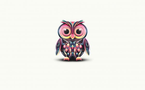 Artistic Psychedelic Minimalist Colors Owl HD Wallpaper | Background Image