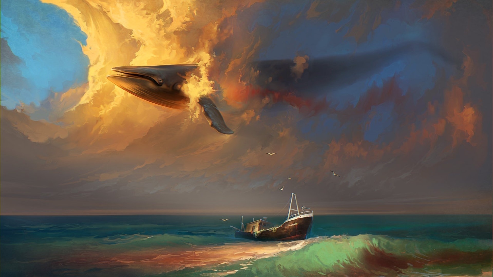Fantasy Whale HD Wallpaper by Artem Chebokha